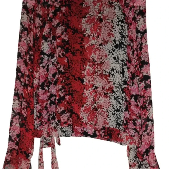 June & Hudson Red print cropped blouse Top Size XL - Picture 8 of 9